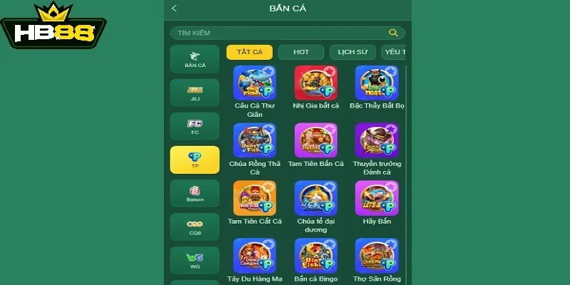 Sảnh bắn cá TP tại HB88